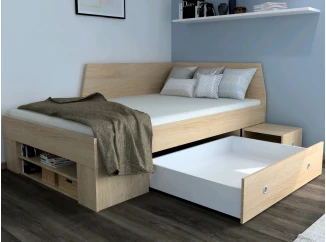 Úložná posteľ so zástenou Junior 120x200 cm, dub sonoma