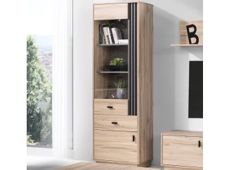 Vysoká vitrína Almo, dub estana/antracit