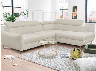 Rohová sedacia súprava Othello, svetlo béžová látka, pravý roh