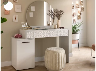 Toaletný stolík so zrkadlom Prismo, biely