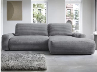 Rohová sedačka Cord, dymovosivá štruktúrovaná látka, pravý roh