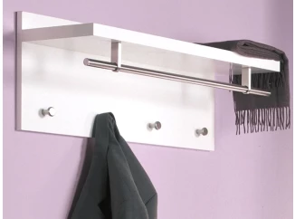 Nástenný vešiakový panel Pablito, biely lesk