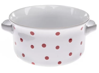 Miska chalupárska s bodkami, 560 ml, biela