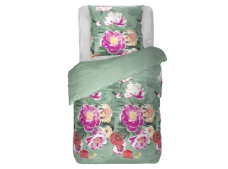 Obliečky Gloria 140x200 cm, kvetinové zelené, bavlnený satén