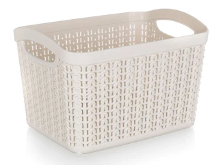 Úložný košík 3,3 l, krémový, ratanový vzhľad