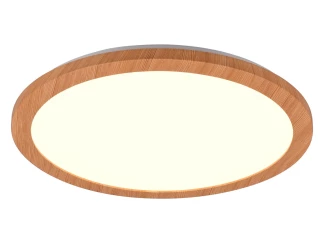 Stropné LED osvetlenie Camillus 40 cm, okrúhle, imitácia dreva