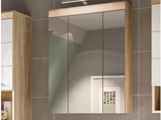 Kúpeľňová skrinka so zrkadlom Lambada, dub sonoma/biela lesk