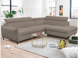 Rohová sedacia súprava Othello, světle hnědá látka, pravý roh