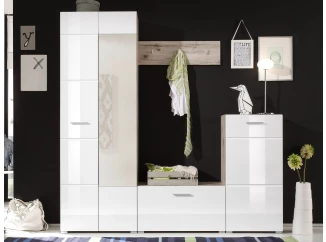 Predsieňová stena Sixx, pieskový dub/biela lesk