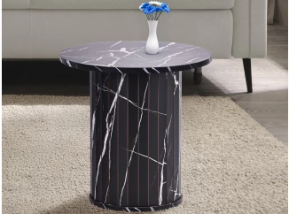 Okrúhly odkladací stolík Treviso, 40 cm, čierny mramor