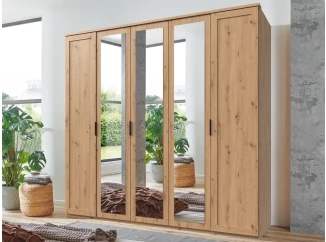 Šatníková skriňa Nadja, 225 cm, dub artisan/zrkadlo