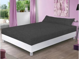 Posteľ Edith 140x200 cm, biela ekokoža/tmavo šedá látka