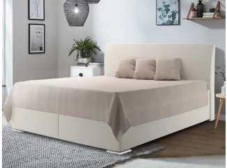 Posteľ Monte 180x200 cm, krémová tkanina, s dekou