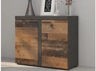 Komoda 2-dverová Rumba, vintage optika kovu/dreva