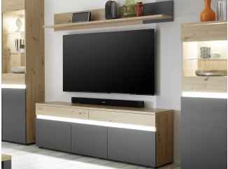 TV skříňka s policí Lille, dub artisan/antracit, s osvětlením