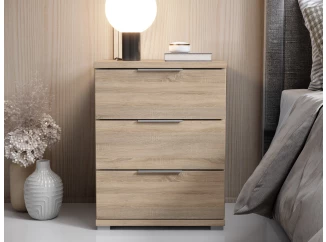 Nočný stolík s 3 zásuvkami Smilla, výška 61 cm, dub sonoma