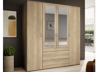 Šatníková skriňa so zrkadlami Vesala, 180 cm, dub mauvella