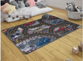 Detský koberec Autá 100x150 cm, šedý