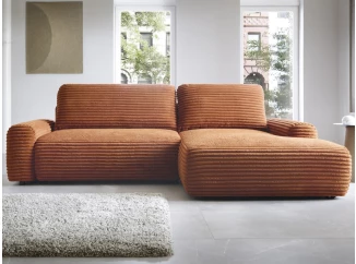 Rohová sedačka Cord, terracota štruktúrovaná látka, pravý roh