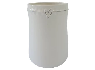 Váza so srdiečkom 23 cm, biela
