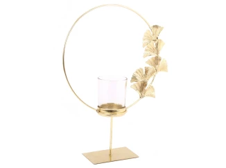 Svietnik na čajovú sviečku Lotus, zlatý okrúhly