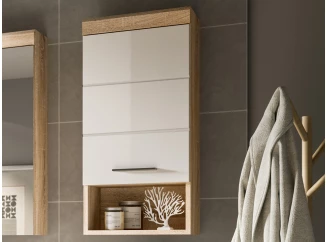 Nástenná kúpeľňová skrinka Lambada, dub sonoma/biela lesk