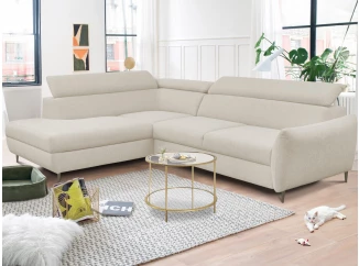 22 / 5 000 Rohová sedacia súprava Othello, svetlo béžová látka, ľavý roh