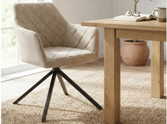 Otočná jedálenská stolička Patti, béžová látka