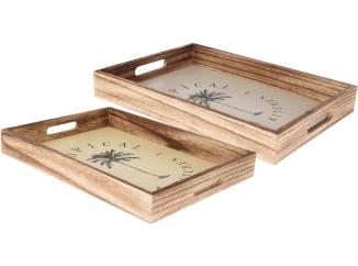 Servírovací podnos (sada 2 ks) drevo paulovnia