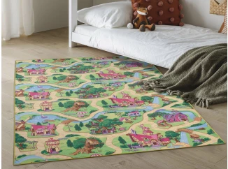 Detský koberec Rozprávková dedina, 80x120 cm