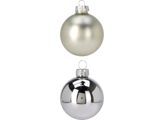 Vianočné ozdoby 16 ks, sklenené gule strieborné