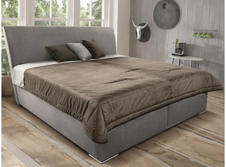 Posteľ Monte 160x200 cm, béžová tkanina / deka / vankúše