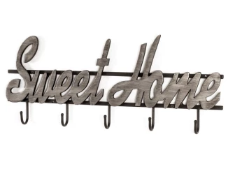Kovový nástenný vešiak Sweet Home, vintage efekt