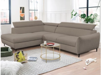 Rohová sedacia súprava Othello,svetlo hnedá látka, ľavý roh
