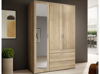 Šatníková skriňa so zrkadlom Vesala, 135 cm, dub mauvella