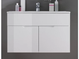 Kúpeľňová skrinka s umývadlom Spice, lesklá biela