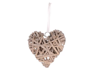 Závesná dekorácia Prútené srdce, šedá