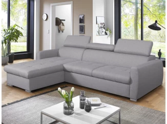 Rohová sedacia súprava Pedro Mini, svetlo šedá látka, ľavý roh