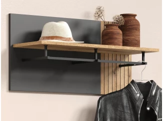 Nástenný šatníkový panel Esteban, antracit/dub evoke