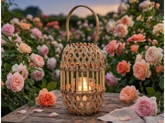 Drevený lampáš 15x22 cm, prírodná hnedá