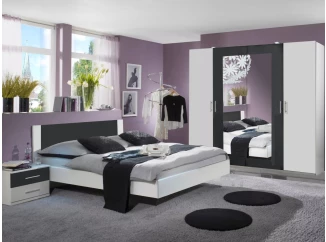 Zostava spálne Nora 180x200 cm, biela/grafitová