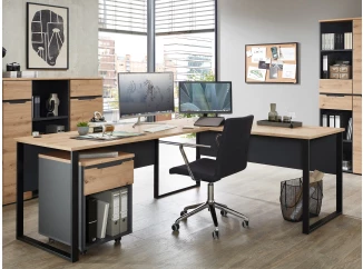 Rohový písací stôl Memphis, dub artisan/grafit