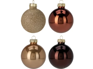 Vánočné ozdoby 16 ks, sklenené gule hnedé