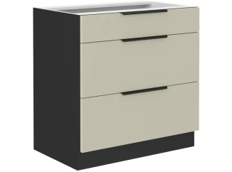 Dolná zásuvková kuchynská skrinka Arona, 80 cm, kašmírová/čierna