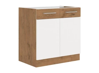 Kuchynská drezová skrinka Vigo, dub lancelot / biely lesk, šírka 80 cm