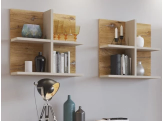 Nástenný panel 2 ks Romy, šedá/dub