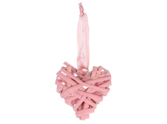 Závesná dekorácia Prútené srdce, ružové