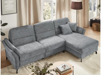 Rohová sedacia súprava Kos, holubia sivá látka, pravý roh, bez polohovania