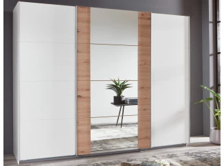 Šatníková skriňa Bern, šírka 270 cm/výška 208 cm, biela/dub artisan