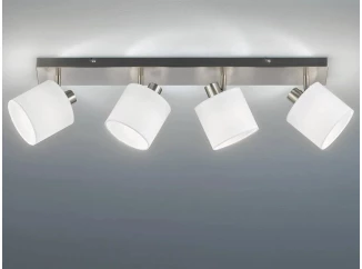 Stropné osvetlenie Tommy, 4 svietidlá, matný nikel/biela látka